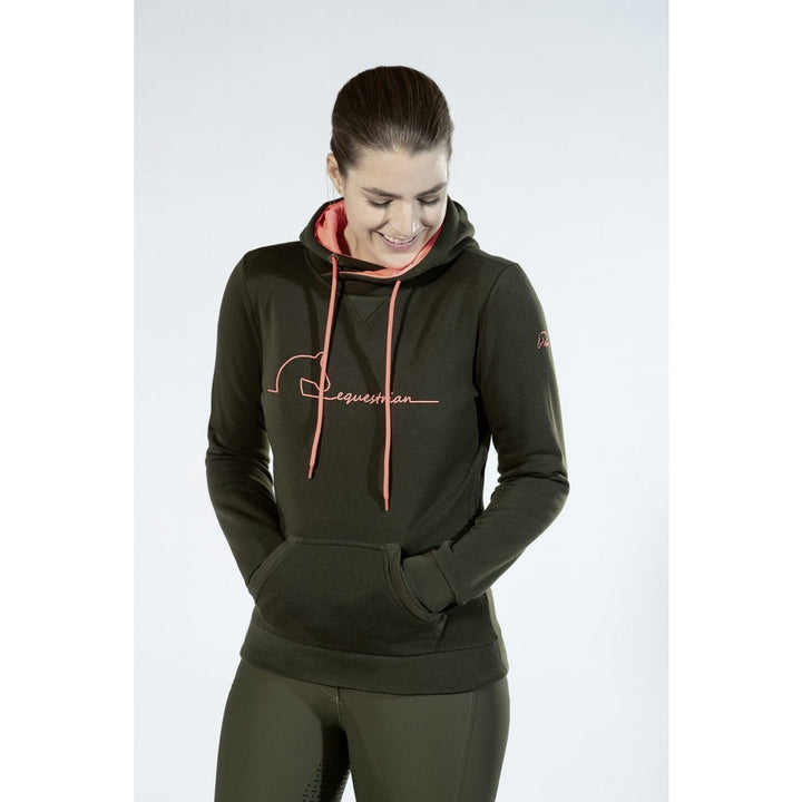 Gorgeous Bright & Funky "Equestrian" Hoody/Jumper by HKM - Dark green & Coral - LOW PRICE!