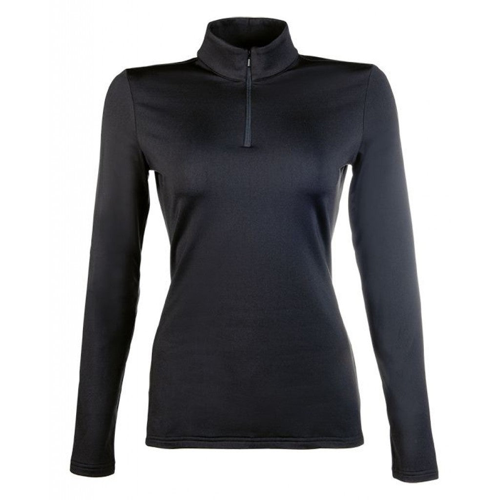 HKM Cosy Fleece Lined Base Layer Top with 3/4 Zip - Black (Very Popular Item)