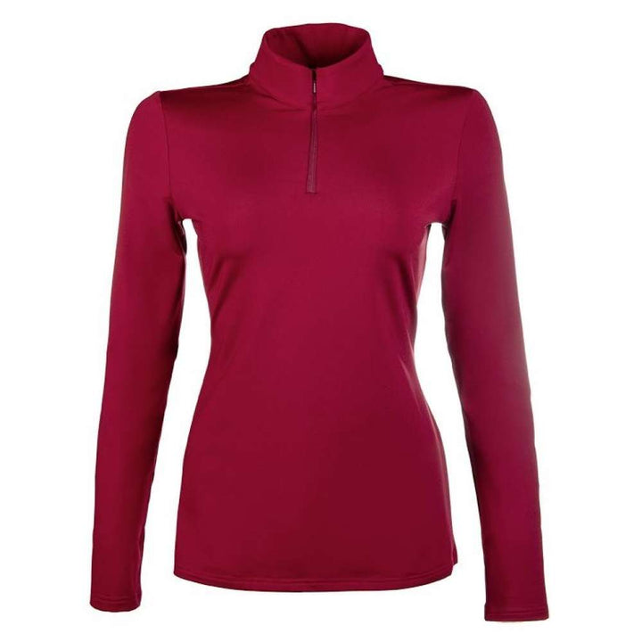 Amazing Fleece Lined Base Layer Top by HKM, Zip neck, (Very Popular) - Wine Red
