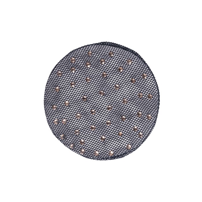 HKM Hair Net with Sparkle - Rosegolden Sparkle - Black -  One Size