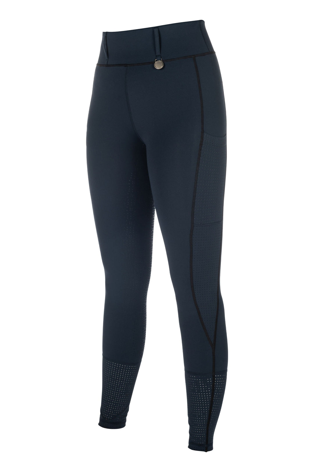 HKM Juna Riding Tights with Full Silicone Seat, Phone Pocket & Belt Loops - Navy