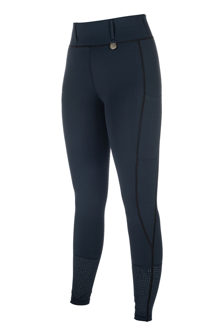 HKM Juna Riding Tights with Full Silicone Seat, Phone Pocket & Belt Loops - Navy