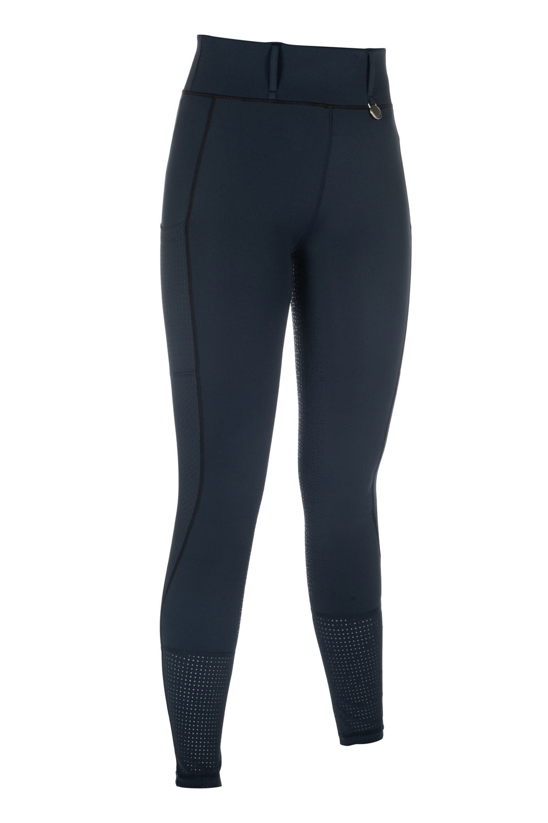 HKM Juna Riding Tights with Full Silicone Seat, Phone Pocket & Belt Loops - Navy
