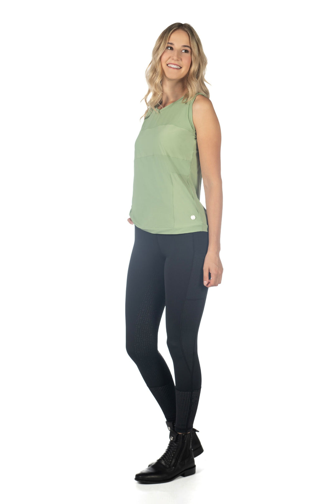 HKM Juna Riding Tights with Full Silicone Seat, Phone Pocket & Belt Loops - Navy