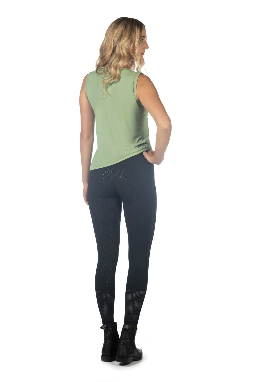 HKM Juna Riding Tights with Full Silicone Seat, Phone Pocket & Belt Loops - Navy