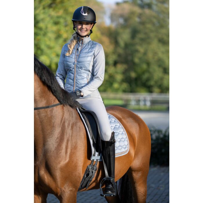 HKM Prag Jersey/Nylon Style Hybrid Jacket, Blue/Grey/Rose Gold, Ladies -