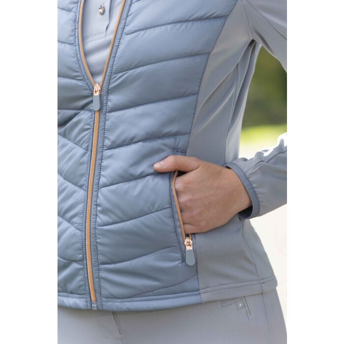 HKM Prag Jersey/Nylon Style Hybrid Jacket, Blue/Grey/Rose Gold, Ladies -