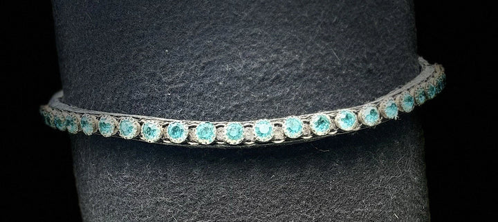 HKM Gorgeous Crystal, Sparkly Leather Browband  - Blue Diamanté/Sparkly