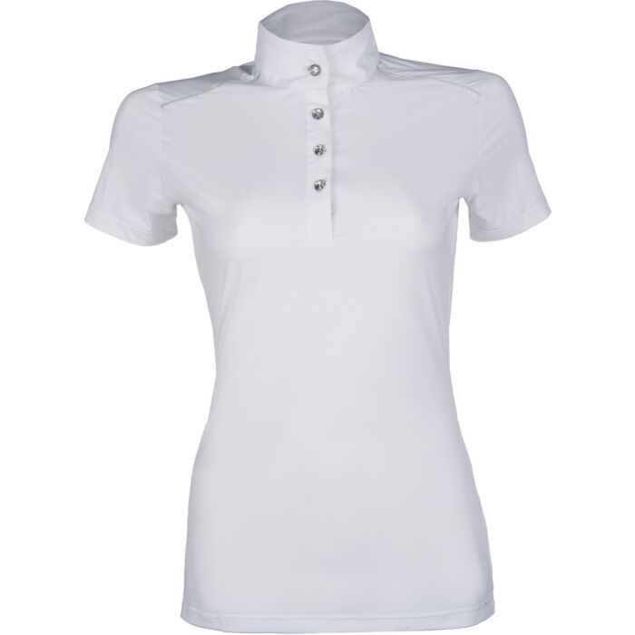 HKM 'Premium' Short Sleeved Competition Shirt  - White - Crystal Buttons