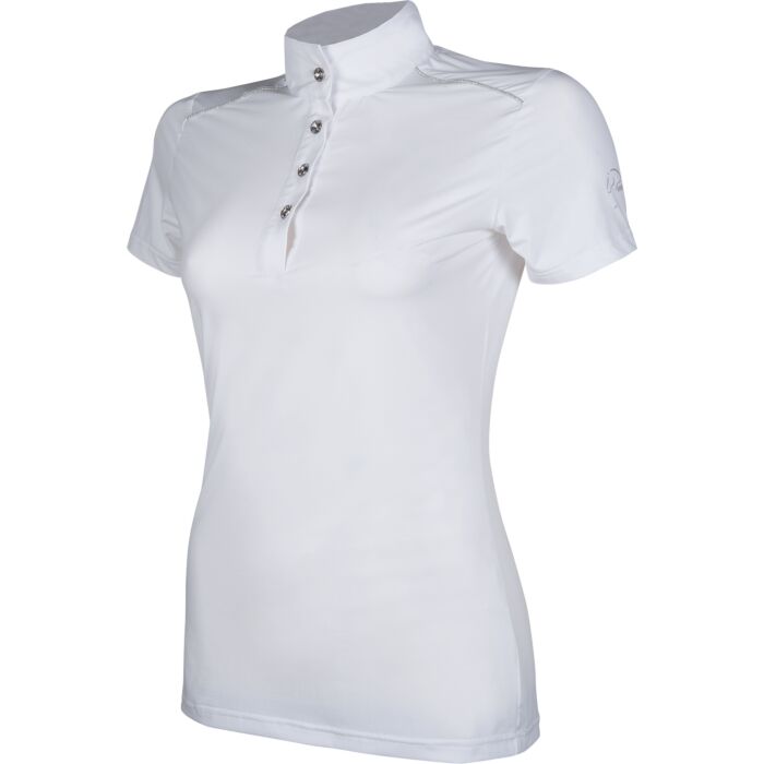 HKM 'Premium' Short Sleeved Competition Shirt  - White - Crystal Buttons