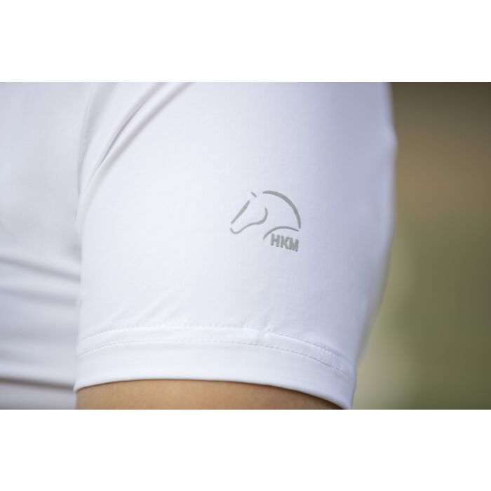 HKM 'Premium' Short Sleeved Competition Shirt  - White - Crystal Buttons