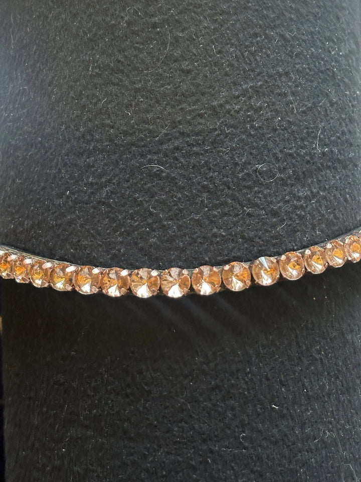 Gorgeous Rose Gold Browband By HKM on Quality Black Leather - Cob & Full