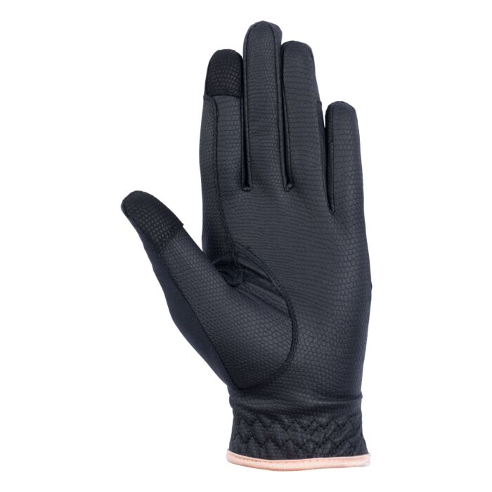 HKM Rosegold Glamour Riding Gloves - Black/Rose Gold - Medium - Good Price