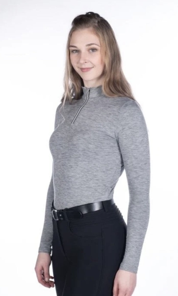 HKM 'Rosewood Melange' 3/4 Zip Function Top/Riding Top - 2 colours - Brushed