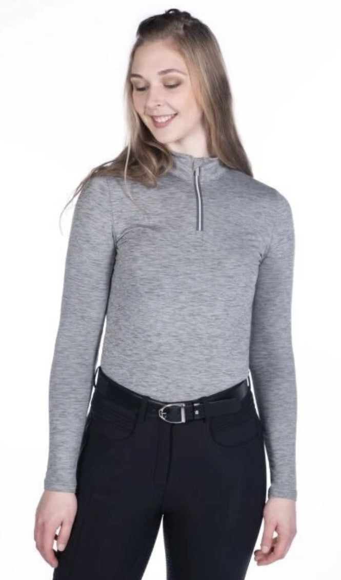 HKM 'Rosewood Melange' 3/4 Zip Function Top/Riding Top - 2 colours - Brushed