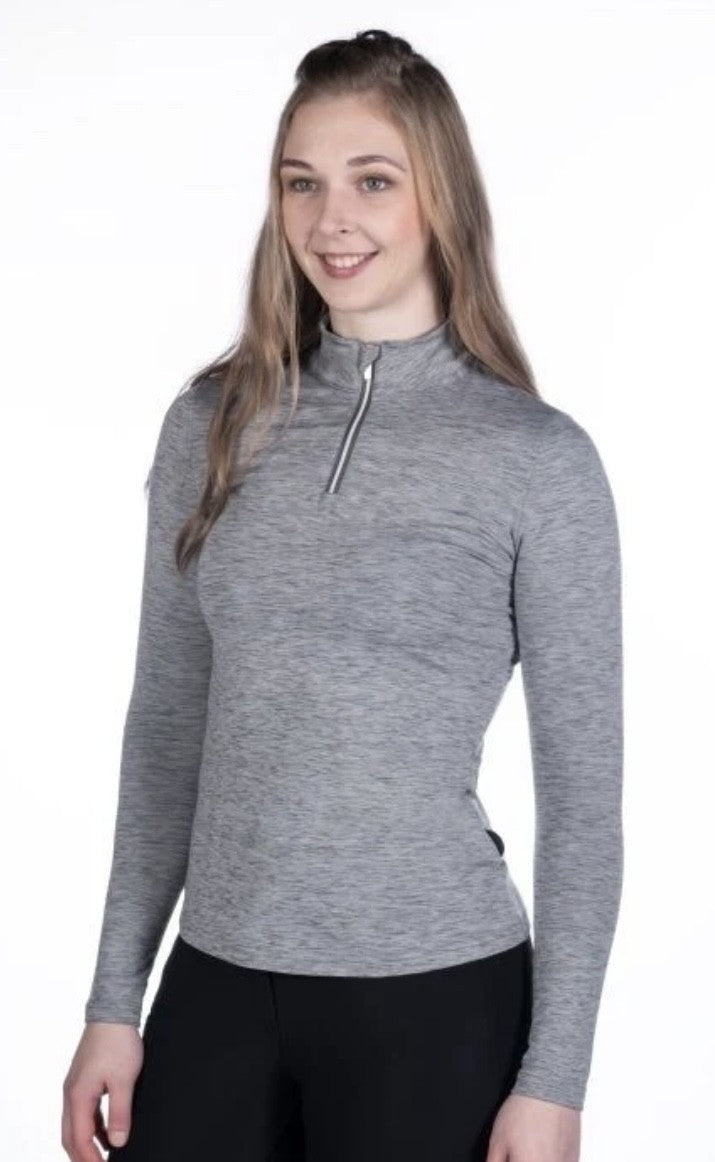 HKM 'Rosewood Melange' 3/4 Zip Function Top/Riding Top - 2 colours - Brushed