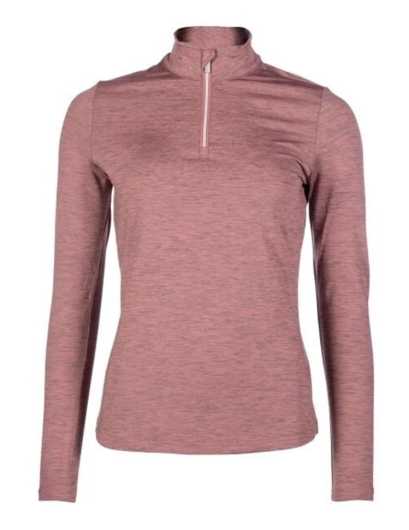 HKM 'Rosewood Melange' 3/4 Zip Function Top/Riding Top - 2 colours - Brushed