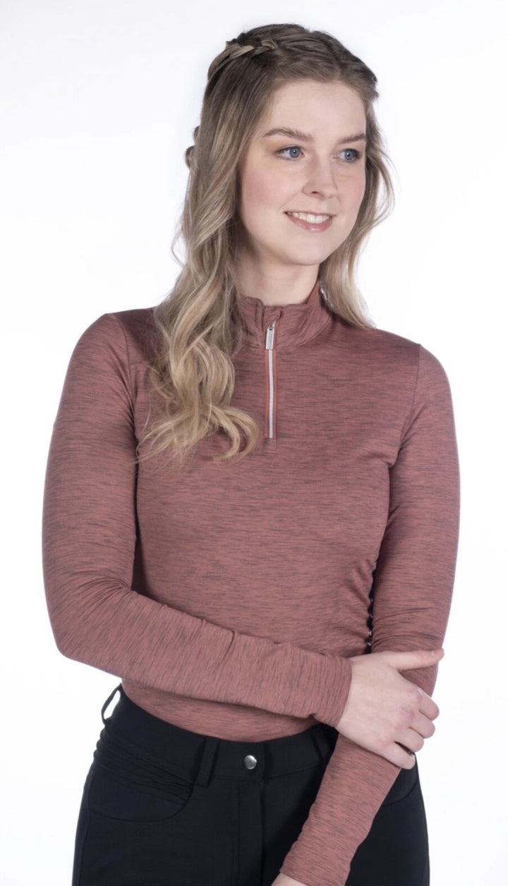 HKM 'Rosewood Melange' 3/4 Zip Function Top/Riding Top - 2 colours - Brushed