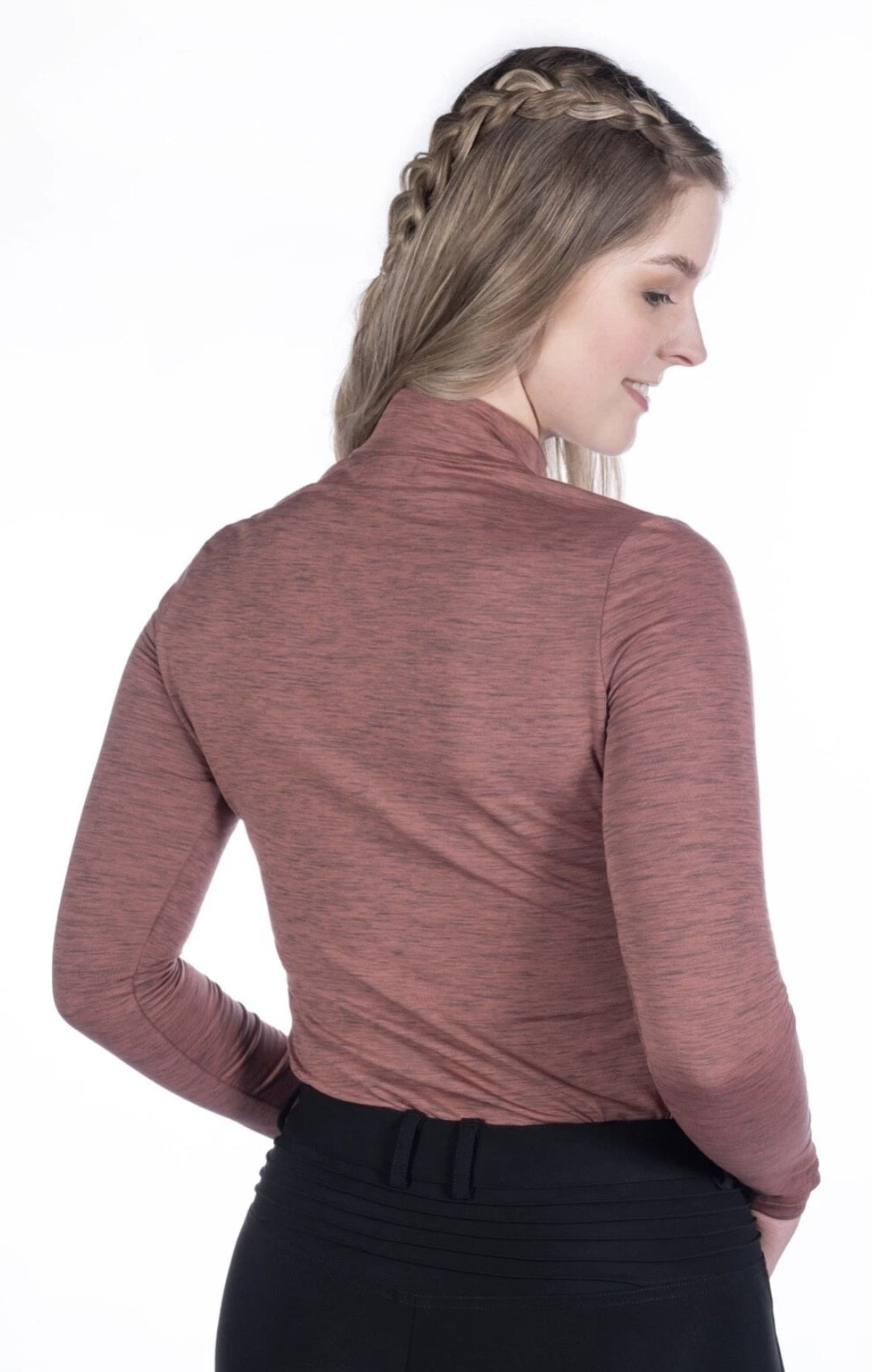 HKM 'Rosewood Melange' 3/4 Zip Function Top/Riding Top - 2 colours - Brushed