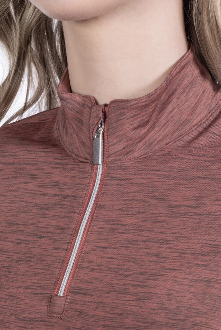 HKM 'Rosewood Melange' 3/4 Zip Function Top/Riding Top - 2 colours - Brushed