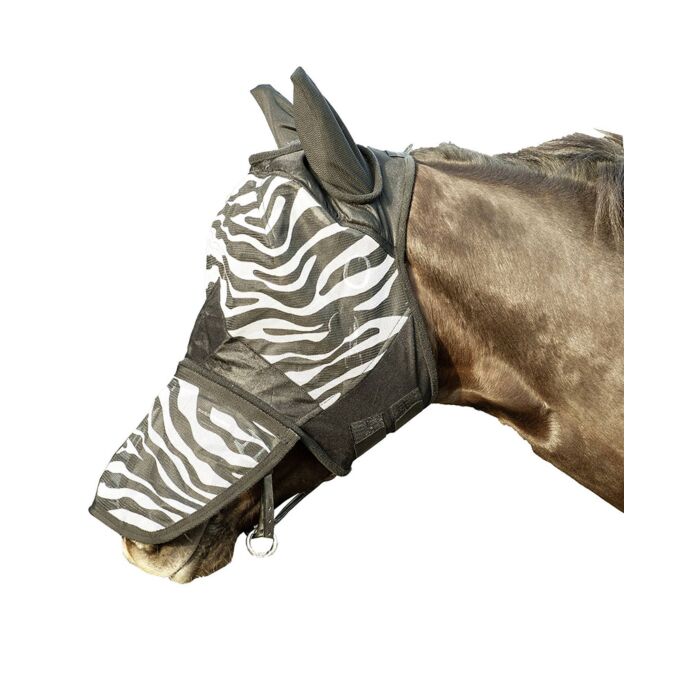 HKM Horse Fly Mask with Nose Shield Zebra Print Very Effective -All Sizes-LOW PRICE