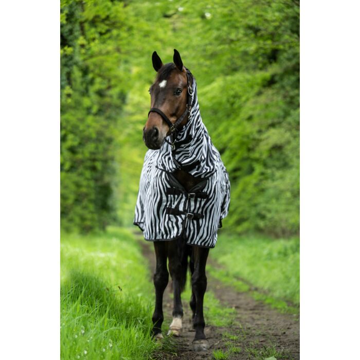 HKM Zebra Print Fly Rug With Neck and Belly Wrap - Very Effective