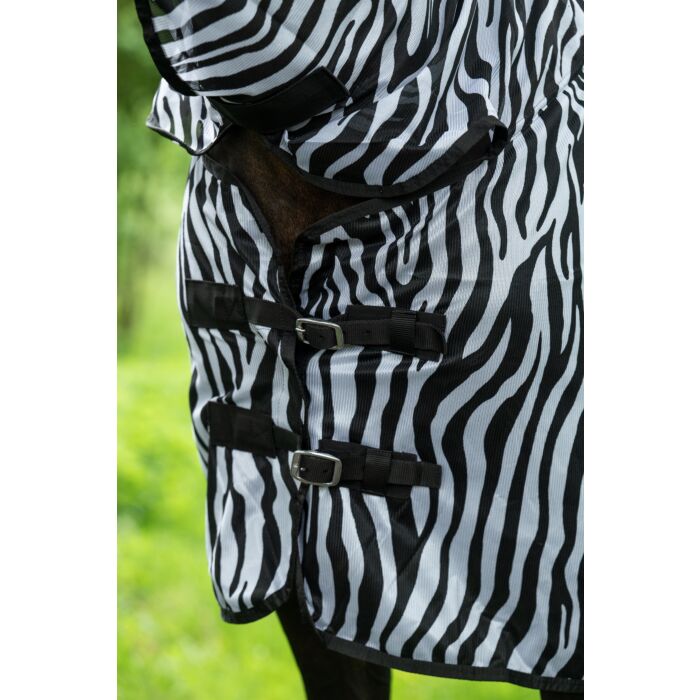 HKM Zebra Print Fly Rug With Neck and Belly Wrap - Very Effective