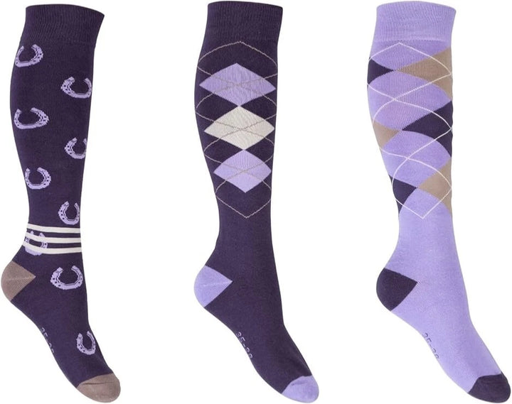 Cardiff Socks by HKM - Pack of 3 Pairs - Violet/Lilac - 35-38-Extremely Popular