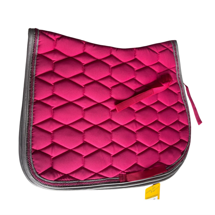 Stunning Diamante GP Saddle Pad by HKM - Pink with Silver Piping & Crystal Trim - **LAST ONE**