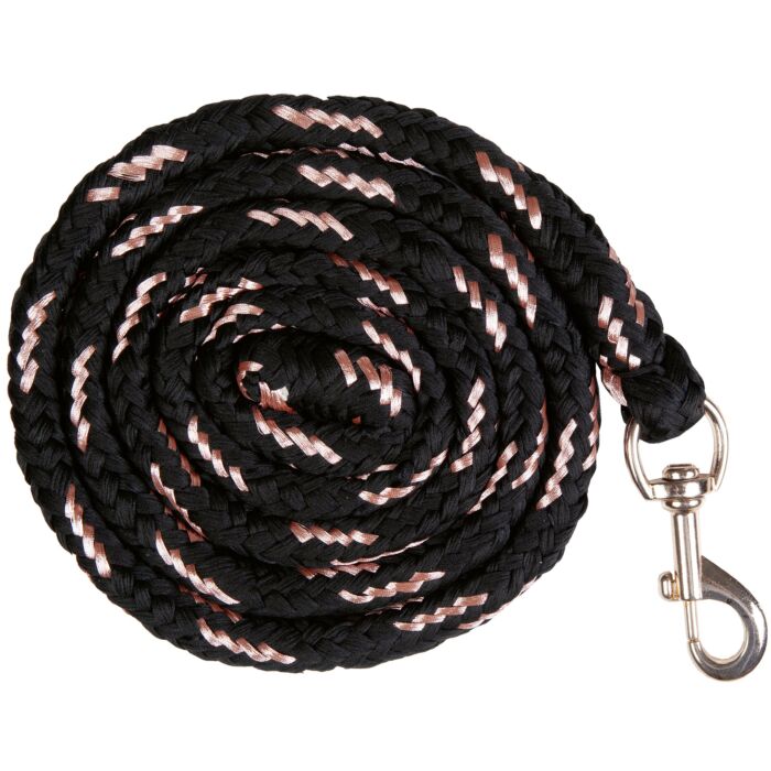 Rosegold Glamour Headcollar & Lead Rope Set by HKM - Black/Rose Gold