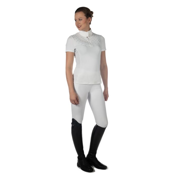 HKM Stunning SKADI Competition Shirt with Beautiful Crystals - White - All Sizes