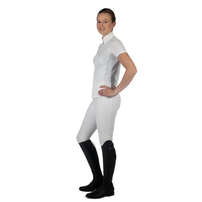 HKM Stunning SKADI Competition Shirt with Beautiful Crystals - White - All Sizes