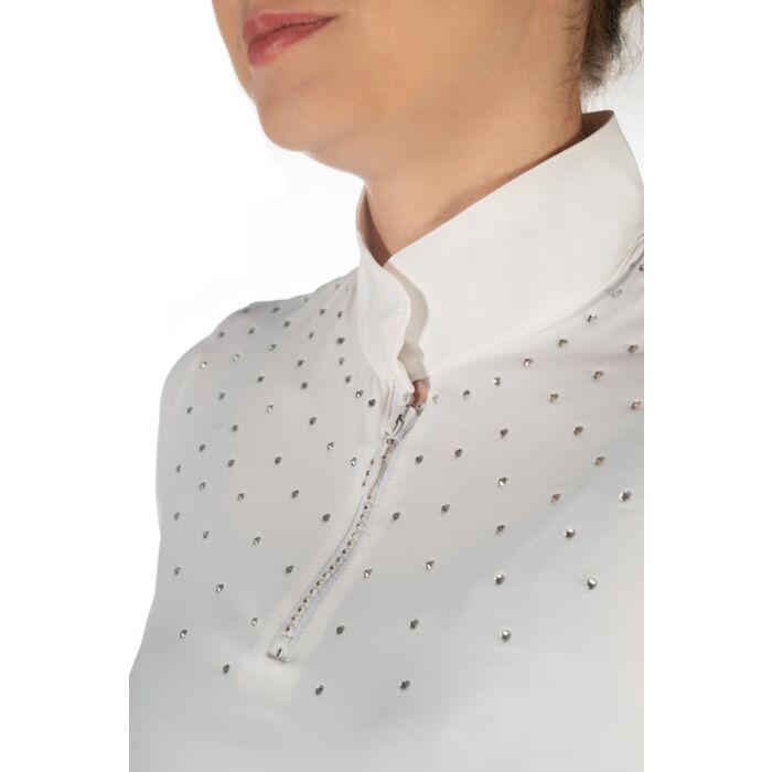 HKM Stunning SKADI Competition Shirt with Beautiful Crystals - White - All Sizes