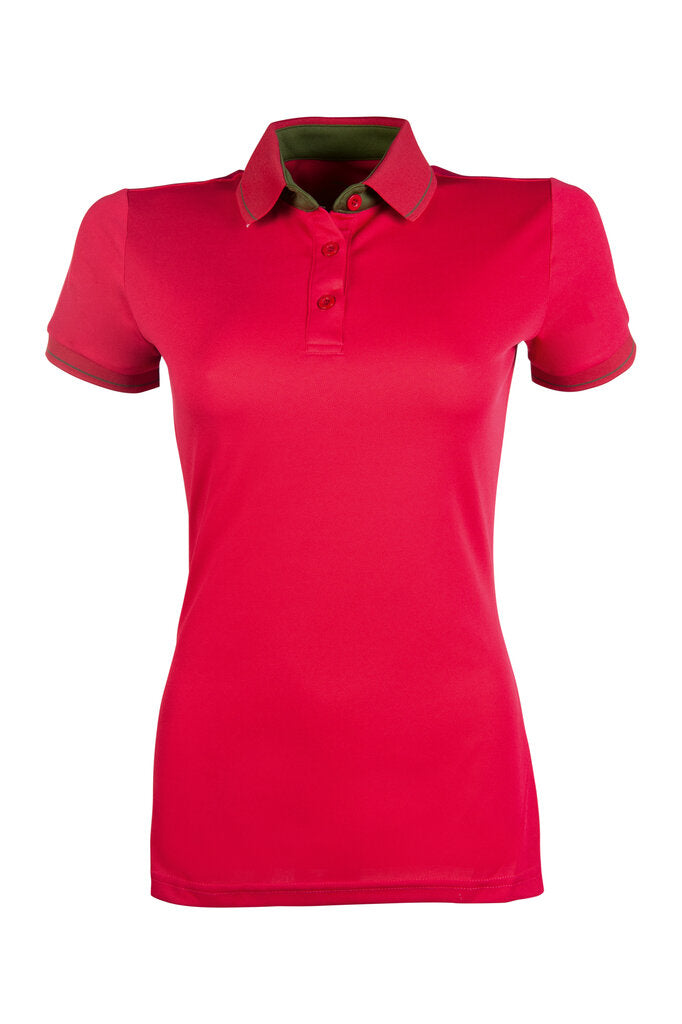 HKM Classico Short Sleeved Lightweight Summer Polo Top - Cranberry (Red)