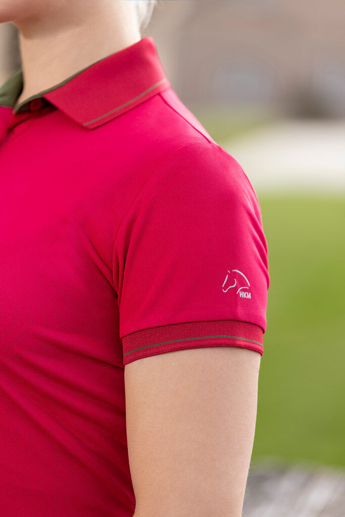 HKM Classico Short Sleeved Lightweight Summer Polo Top - Cranberry (Red)