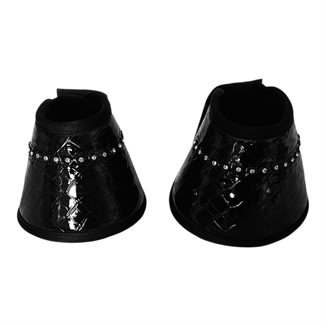 Black Patent Crocodile Effect Over Reach Boots with Crystal Trim - LAST PAIR - SIZE COB
