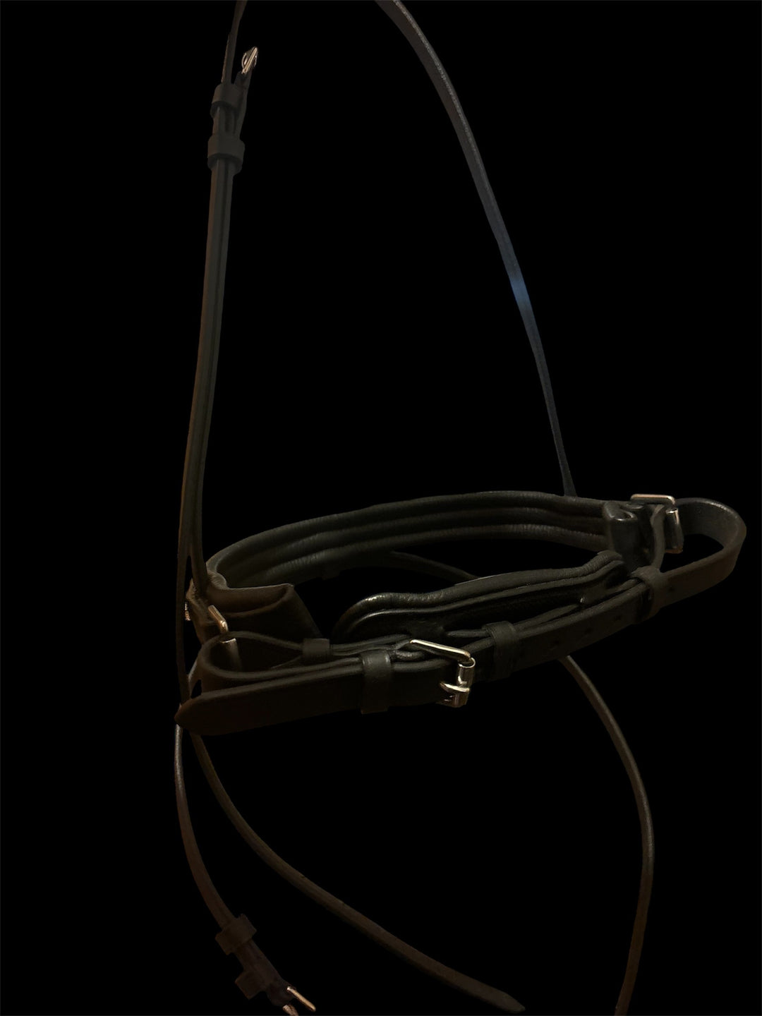 HRS Stunning Crystal/Diamante Flash Leather Noseband on Black Leather