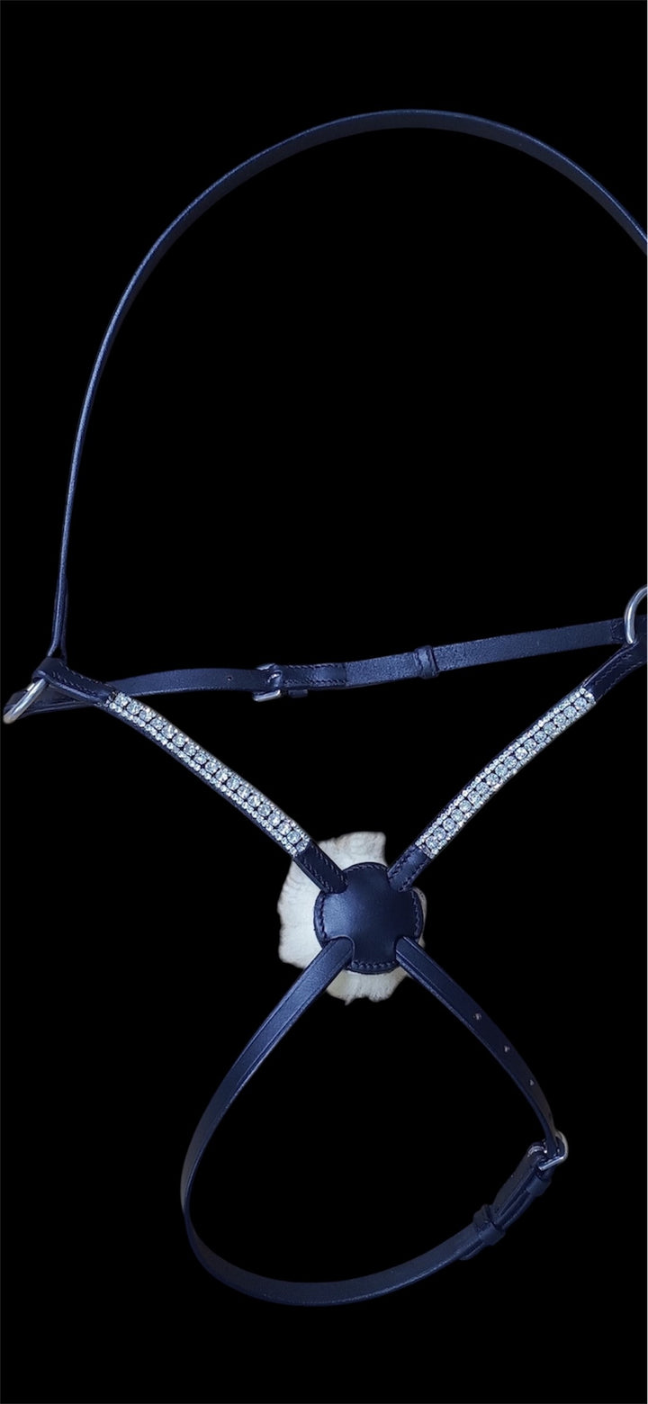 HRS Gorgeous Crystal/diamante Grackle Leather Noseband on Black or Brown Leather
