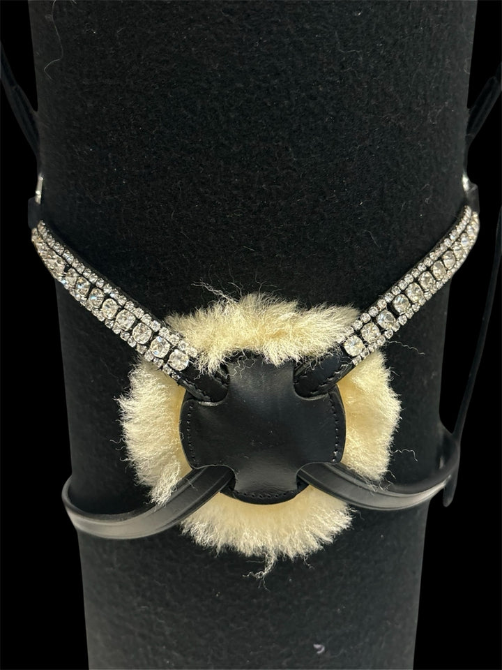 HRS Gorgeous Crystal/diamante Grackle Leather Noseband on Black or Brown Leather