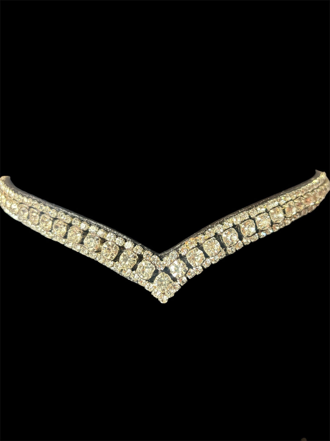 HRS Stunning Crystal/diamante/sparkly/Bling V Shaped Browband on Brown Leather