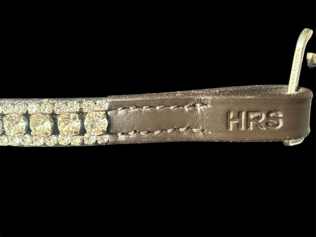 HRS Stunning Crystal/diamante/sparkly/Bling V Shaped Browband on Brown Leather