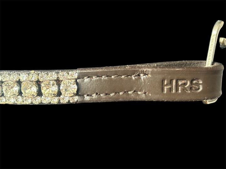 HRS Stunning Crystal/diamante/sparkly/Bling V Shaped Browband on Brown Leather
