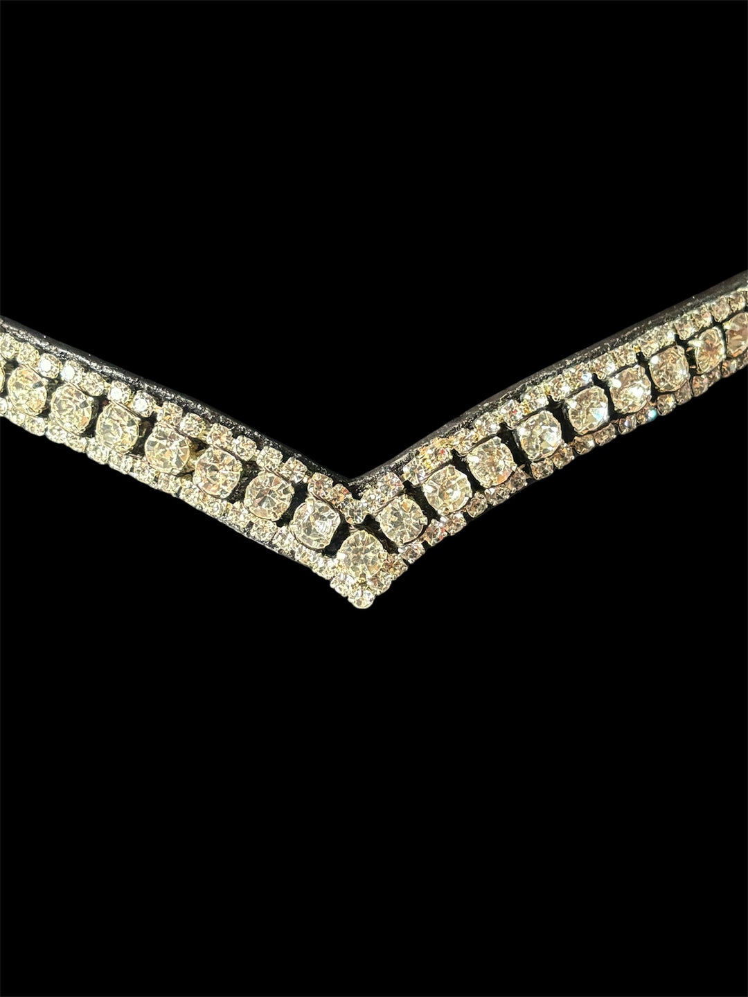 HRS Stunning Crystal/diamante/sparkly/Bling V Shaped Browband on Brown Leather