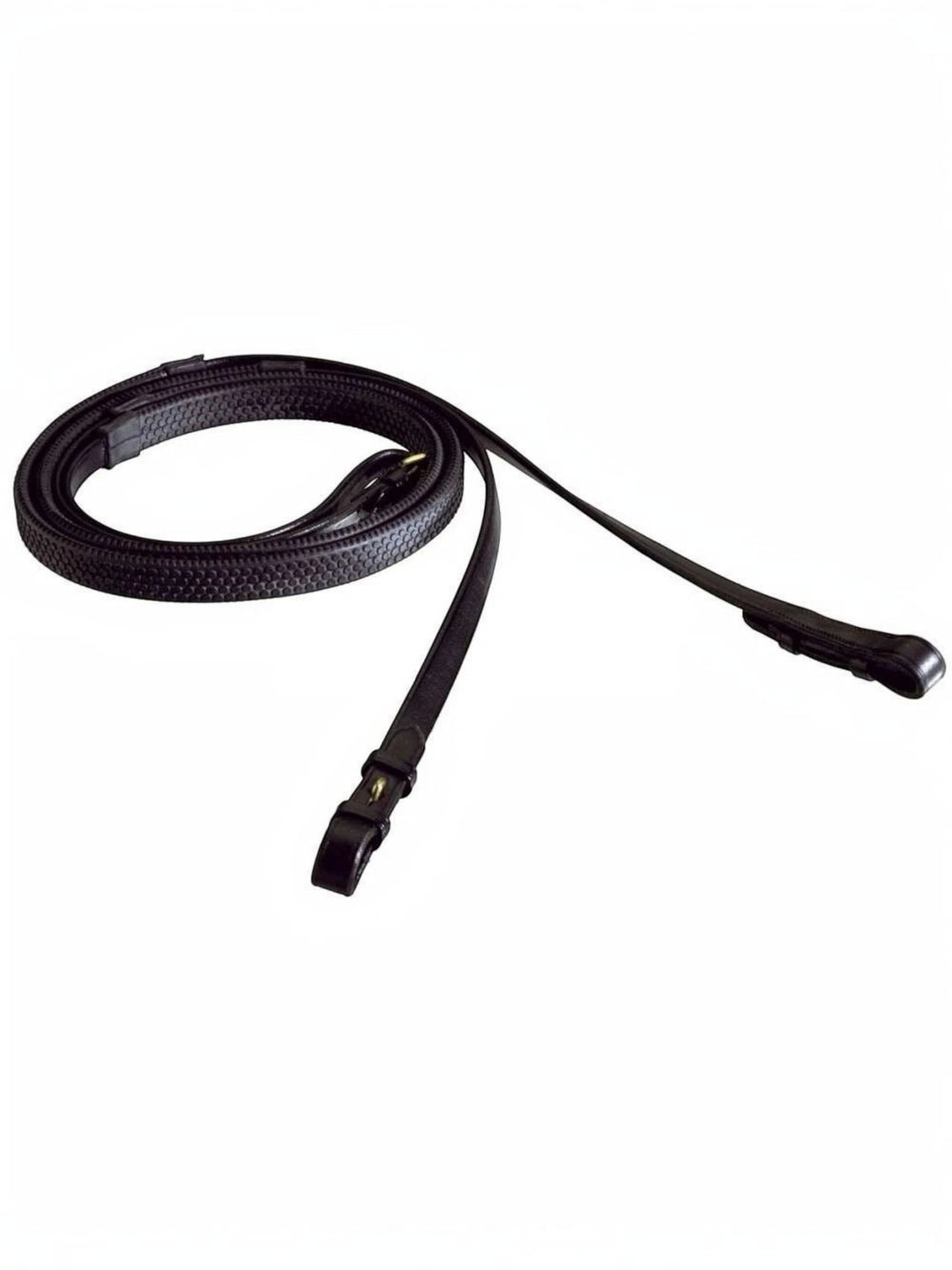 HRS Pinnacle Black Leather Rubber Reins - Pony - LAST PAIR