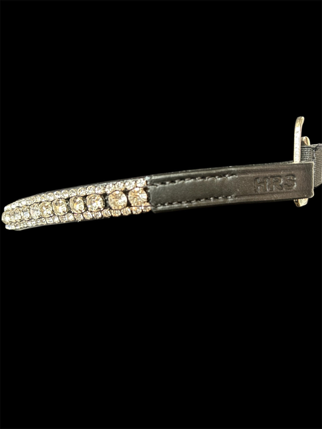 HRS Stunning Crystal/Sparkly/Diamanté Curved Browband on black Leather
