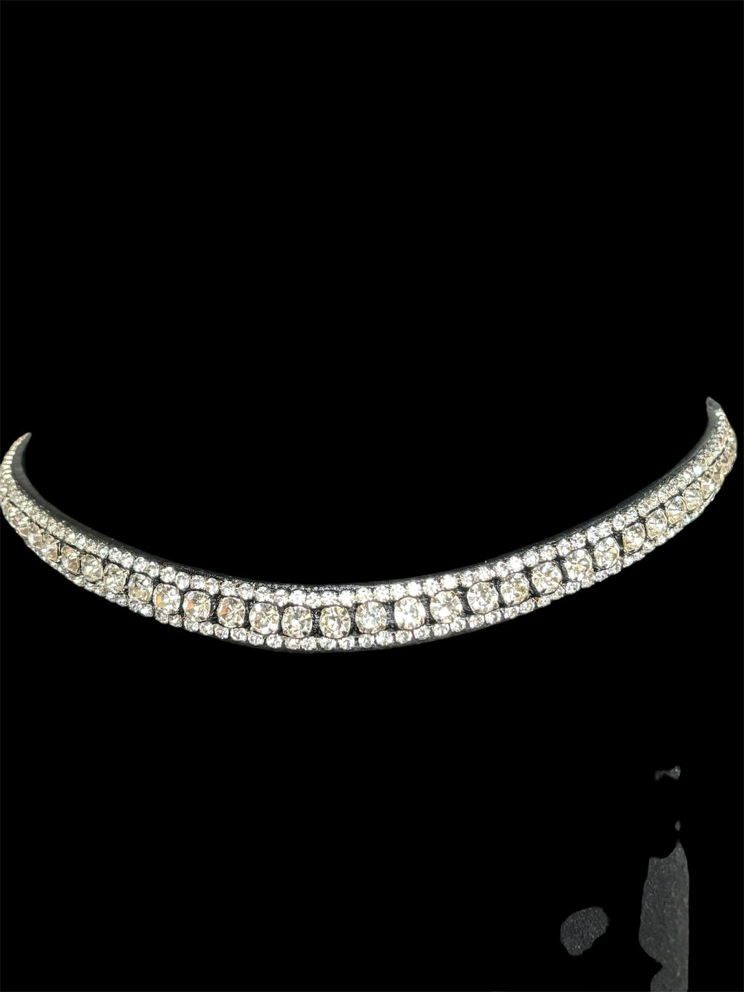 HRS Stunning Crystal/Sparkly/Diamanté Curved Browband on black Leather