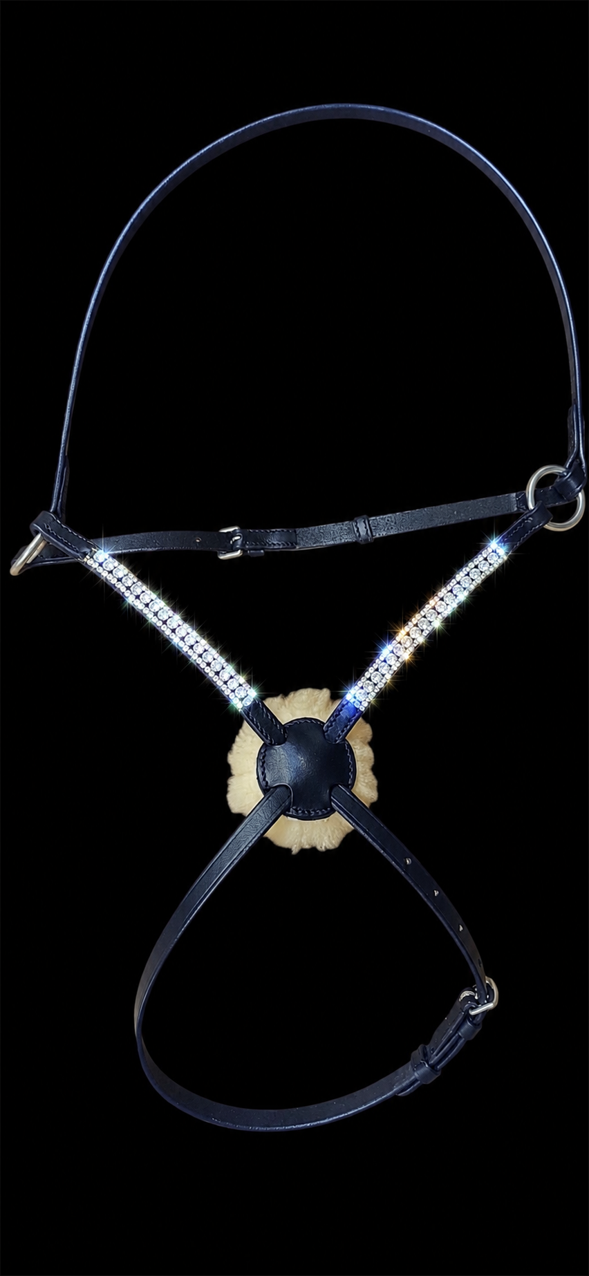 HRS Gorgeous Crystal/diamante Grackle Leather Noseband on Black or Brown Leather