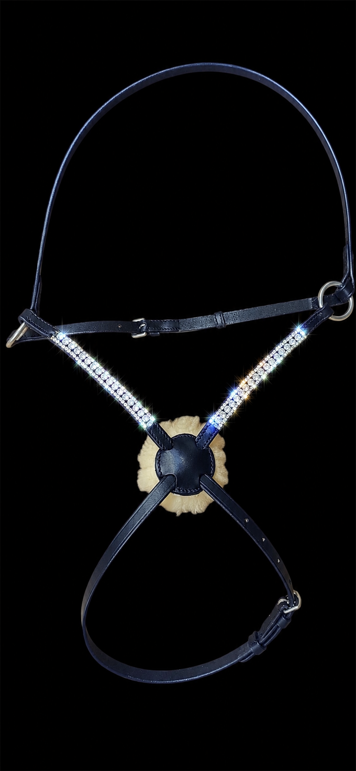 HRS Gorgeous Crystal/diamante Grackle Leather Noseband on Black or Brown Leather