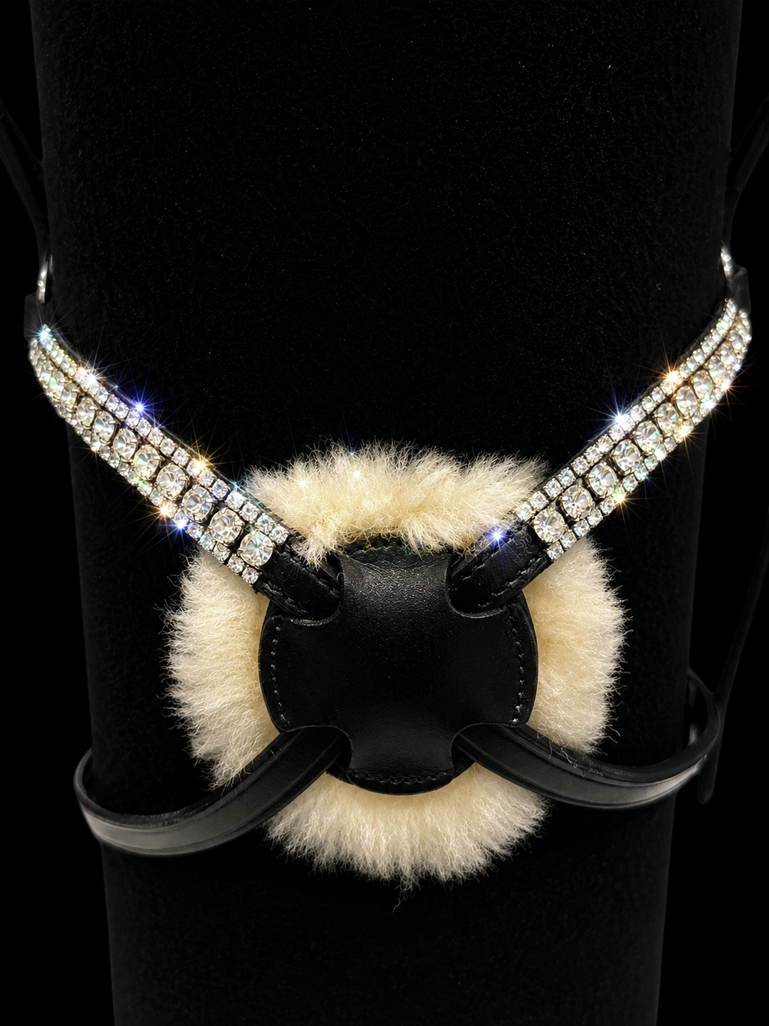 HRS Gorgeous Crystal/diamante Grackle Leather Noseband on Black or Brown Leather