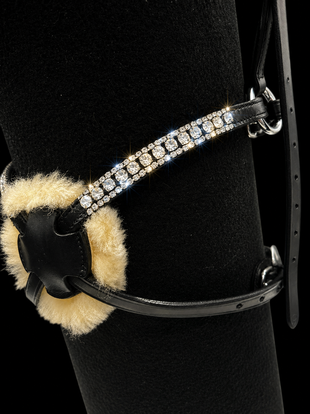 HRS Gorgeous Crystal/diamante Grackle Leather Noseband on Black or Brown Leather